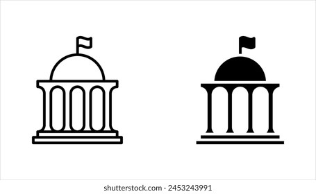 City hall building line icon set, outline vector sign, linear style pictogram, vector illustration on white background.