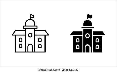 City hall building line icon set, outline vector sign, linear style pictogram, vector illustration on white background.