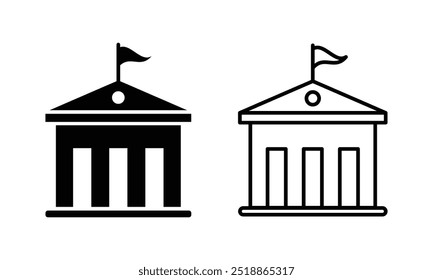 City hall building line icon set. Capitol symbol, Architecture and Travel collection. outline vector sign, linear style pictogram, vector illustration on white background.
