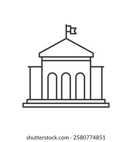 City hall building line icon, outline vector sign, linear style pictogram, vector illustration on white background.