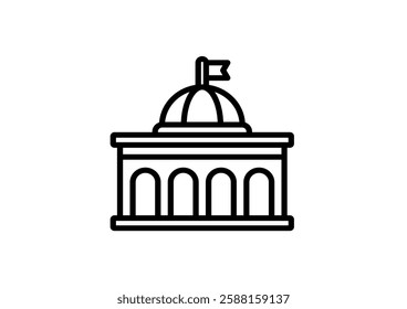 City hall building line icon, outline vector sign, linear style pictogram isolated on white. Capitol symbol, logo illustration. Editable stroke