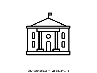 City hall building line icon, outline vector sign, linear style pictogram isolated on white. Capitol symbol, logo illustration. Editable stroke