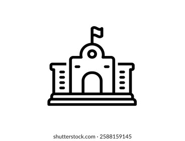 City hall building line icon, outline vector sign, linear style pictogram isolated on white. Capitol symbol, logo illustration. Editable stroke