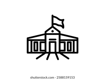 City hall building line icon, outline vector sign, linear style pictogram isolated on white. Capitol symbol, logo illustration. Editable stroke