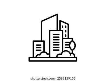 City hall building line icon, outline vector sign, linear style pictogram isolated on white. Capitol symbol, logo illustration. Editable stroke