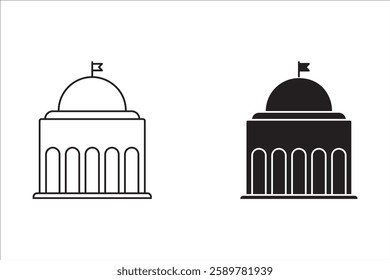 City hall building line icon set, outline vector sign, linear style pictogram, vector illustration on white background.
