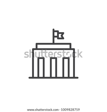 City hall building line icon, outline vector sign, linear style pictogram isolated on white. Capitol symbol, logo illustration. Editable stroke