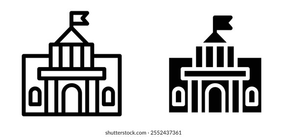 City hall building liner icon vector set.