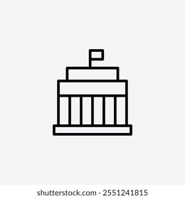 City hall building thin liner icon isolated.