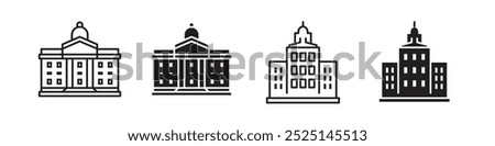 City hall building vector filled and outlined icons collection