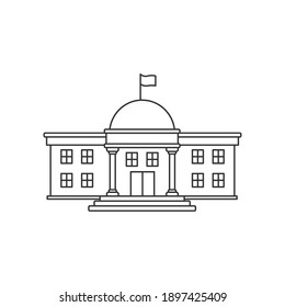 City hall building vector illustration in simple line art style isolated on white background. Linear style of city hall icon