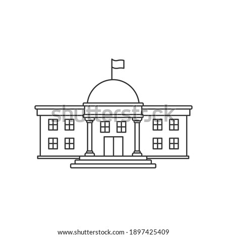 City hall building vector illustration in simple line art style isolated on white background. Linear style of city hall icon
