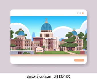 city hall building in web browser window urban architecture mayor house office exterior horizontal