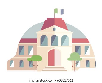 City hall flat style icon, isolated on white vector sign