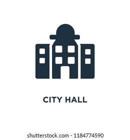 City hall icon. Black filled vector illustration. City hall symbol on white background. Can be used in web and mobile.