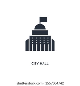 city hall icon. simple element illustration. isolated trendy filled city hall icon on white background. can be used for web, mobile, ui.