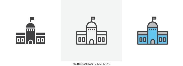 City hall icon symbol collection on white background.