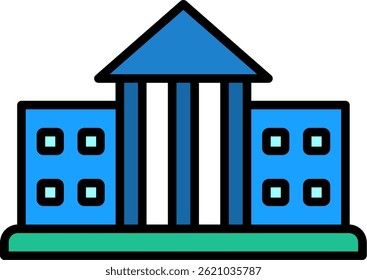 City Hall Line Filled Vector Icon Design