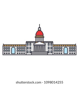 City hall line icon concept. City hall flat vector sign, symbol, illustration.