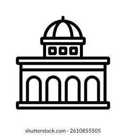 City Hall Line Vector Illustration On White Background.