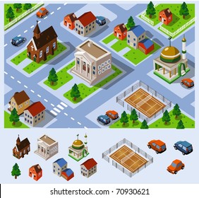 City Hall. Set of very detailed isometric vector