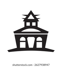 City hall structure in black silhouette vector