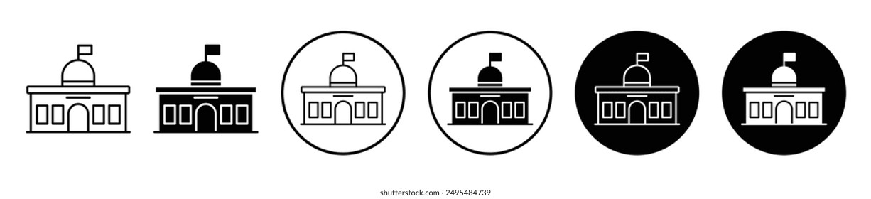 City hall thin line vector icon set.