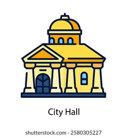 city hall vector icon design illustration, filled line style