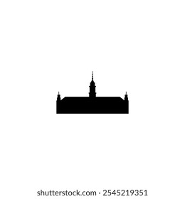 City hall vector icon. Isolated parliament, government, town administration building clipart, black and white simple contour graphic for web, infographics