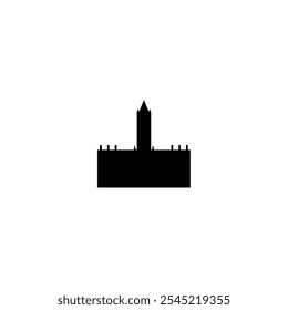 City hall vector icon. Isolated parliament, government, town administration building clipart, black and white simple contour graphic for web, infographics