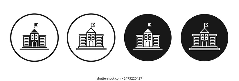 City hall vector icon set black filled and outlined style.