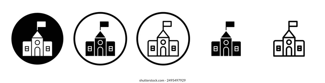 City hall vector icon set in black and white color.
