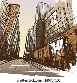 City hand drawn. Vector illustration