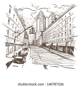 City hand drawn. Vector illustration