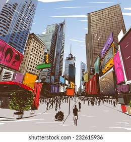 City hand drawn, vector illustration