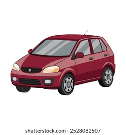 City hatchback car maroon colored vector  illustration design
