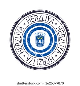City of Herzliya, Israel postal rubber stamp, vector object over white background