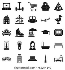 City hobby icons set. Simple set of 25 city hobby vector icons for web isolated on white background