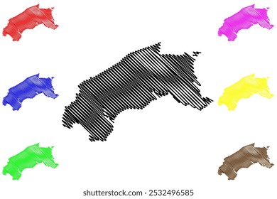 Cidade de Hobsons Bay (Comunidade da Austrália, estado de Victoria, Vic) mapa ilustração vetorial, esboço rabisco Hobsons Bay mapa