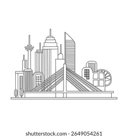 City Horizon Sketch with Buildings