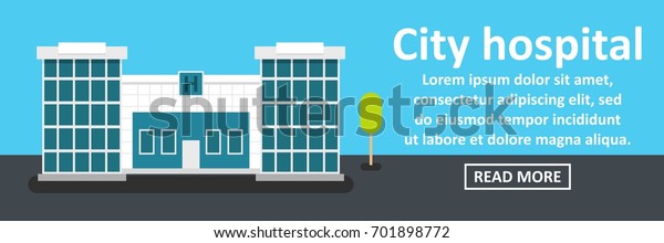 City\
hospital banner horizontal concept. Flat illustration of city\
hospital banner horizontal vector concept for\
web