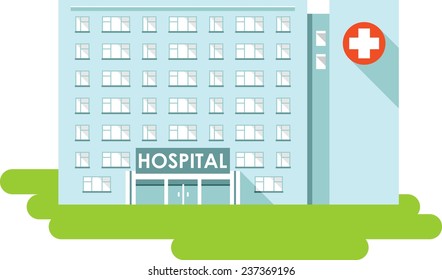 City hospital building in flat style