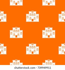 City hospital building pattern repeat seamless in orange color for any design. Vector geometric illustration