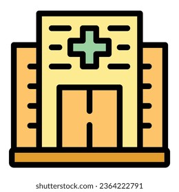 City hospital icon outline vector. Modern facility. Manage infrastructure color flat