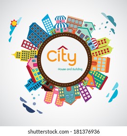 City, House and building, Flat design vector Illustration 