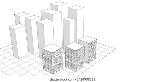 
ciudad moderna casa modular fachadas 3d
