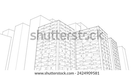 
city ​​modern house modular facades 3d