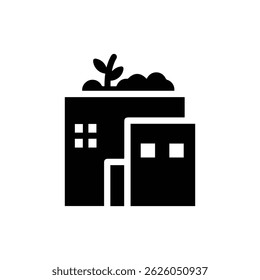 City house with rooftop garden black filled icon