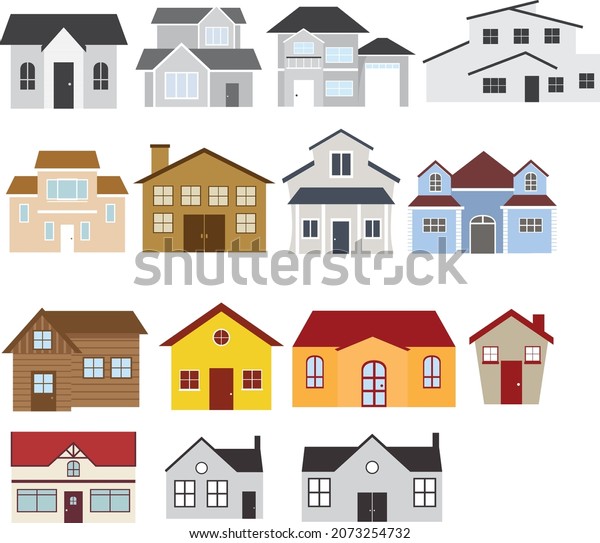 City House Set Illustration Home Vector Stock Vector (Royalty Free ...