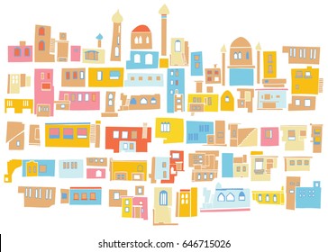 City, houses, Near East, Arabic style set